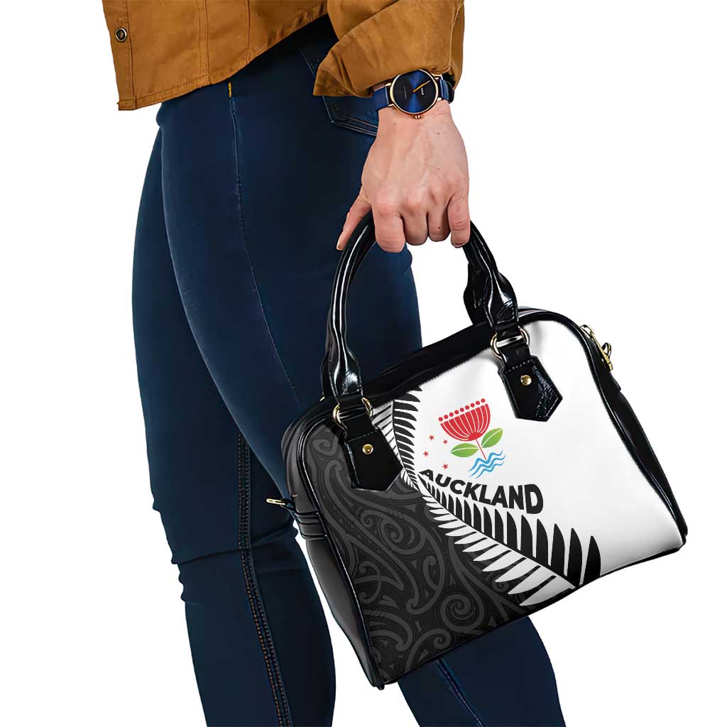 New Zealand Auckland Shoulder Handbag Auckland's Emblem and Silver Ferns - Maori Art Tattoo LT03 - Polynesian Pride