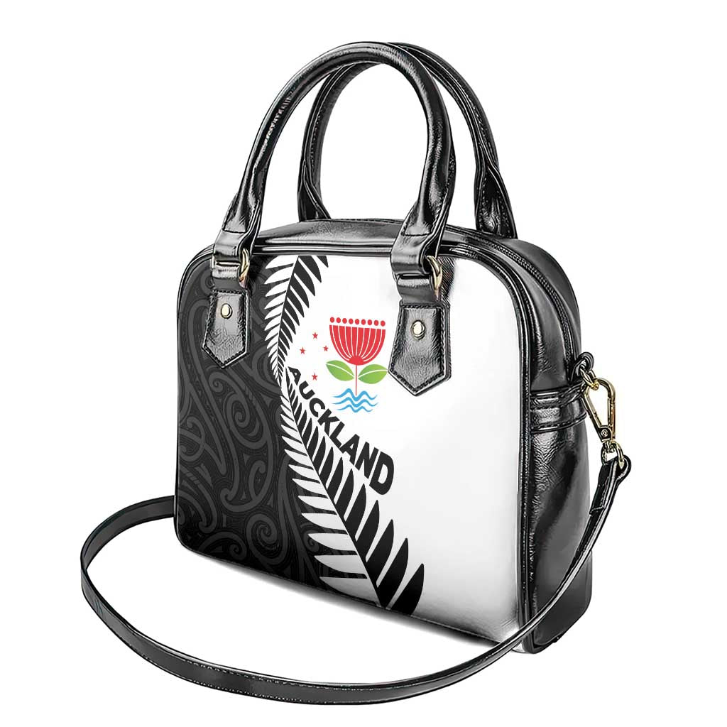 New Zealand Auckland Shoulder Handbag Auckland's Emblem and Silver Ferns - Maori Art Tattoo LT03 - Polynesian Pride