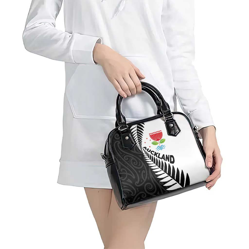 New Zealand Auckland Shoulder Handbag Auckland's Emblem and Silver Ferns - Maori Art Tattoo LT03 - Polynesian Pride