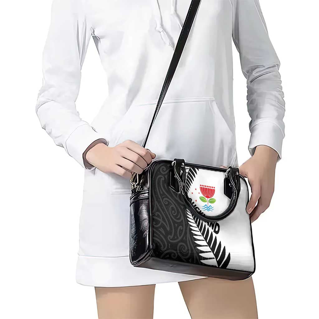 New Zealand Auckland Shoulder Handbag Auckland's Emblem and Silver Ferns - Maori Art Tattoo LT03 - Polynesian Pride