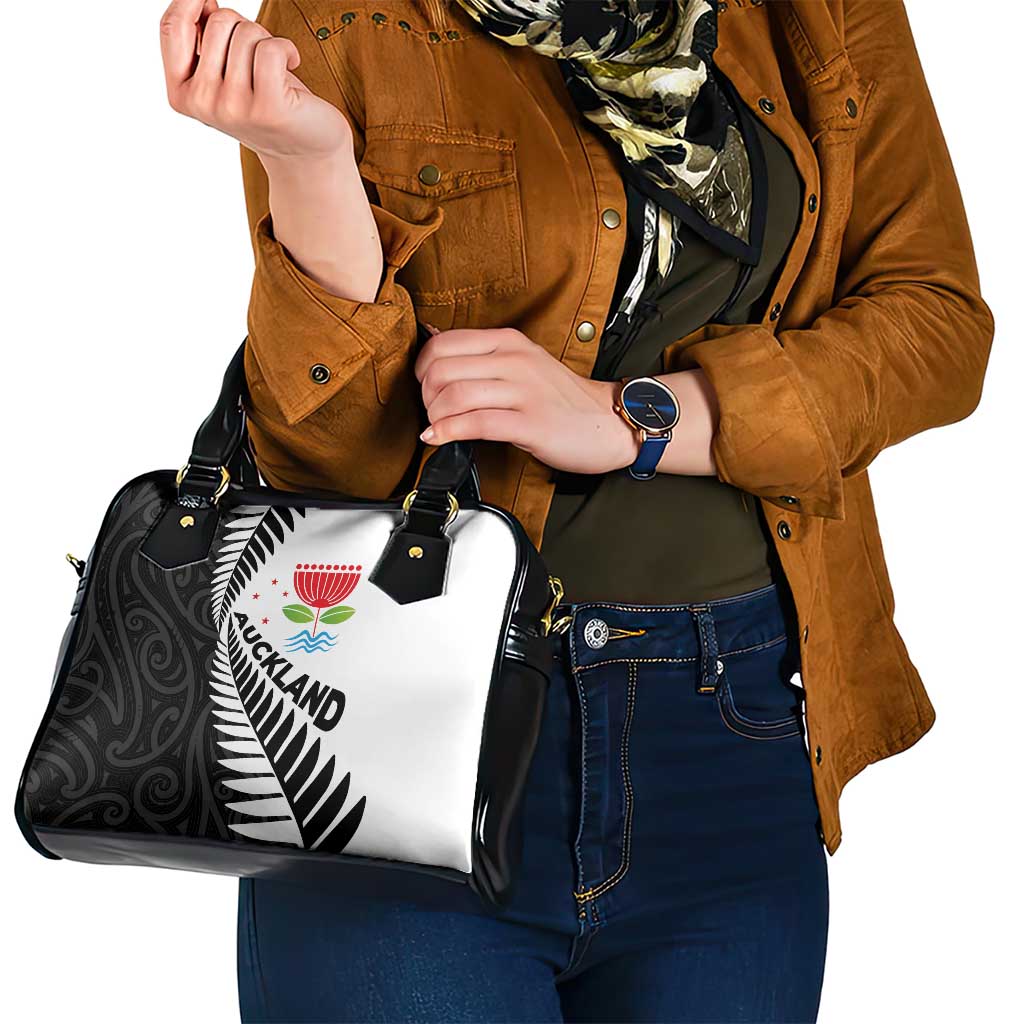 New Zealand Auckland Shoulder Handbag Auckland's Emblem and Silver Ferns - Maori Art Tattoo LT03 - Polynesian Pride
