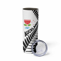 New Zealand Auckland Skinny Tumbler Auckland's Emblem and Silver Ferns - Maori Art Tattoo LT03 - Polynesian Pride