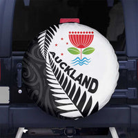 New Zealand Auckland Spare Tire Cover Auckland's Emblem and Silver Ferns - Maori Art Tattoo LT03 - Polynesian Pride