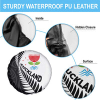 New Zealand Auckland Spare Tire Cover Auckland's Emblem and Silver Ferns - Maori Art Tattoo LT03 - Polynesian Pride