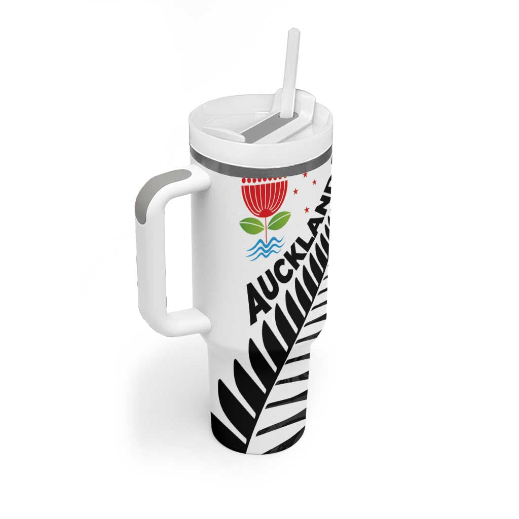 New Zealand Auckland Tumbler With Handle Auckland's Emblem and Silver Ferns - Maori Art Tattoo LT03 - Polynesian Pride