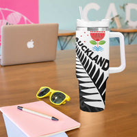 New Zealand Auckland Tumbler With Handle Auckland's Emblem and Silver Ferns - Maori Art Tattoo LT03 - Polynesian Pride