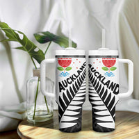 New Zealand Auckland Tumbler With Handle Auckland's Emblem and Silver Ferns - Maori Art Tattoo LT03 - Polynesian Pride