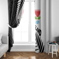New Zealand Auckland Window Curtain Auckland's Emblem and Silver Ferns - Maori Art Tattoo LT03 - Polynesian Pride