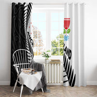New Zealand Auckland Window Curtain Auckland's Emblem and Silver Ferns - Maori Art Tattoo LT03 - Polynesian Pride
