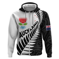 New Zealand Auckland Zip Hoodie Auckland's Emblem and Silver Ferns - Maori Art Tattoo LT03 Zip Hoodie Light Blue - Polynesian Pride