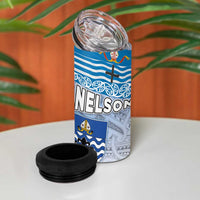 New Zealand Nelson 4 in 1 Can Cooler Tumbler Nelson's Flag and Seal - Maori Art Tattoo LT03 - Polynesian Pride