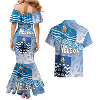 New Zealand Nelson Couples Matching Mermaid Dress and Hawaiian Shirt Nelson's Flag and Seal - Maori Art Tattoo LT03 - Polynesian Pride