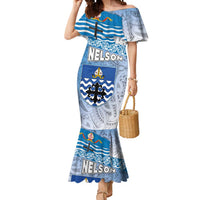New Zealand Nelson Mermaid Dress Nelson's Flag and Seal - Maori Art Tattoo LT03 Women White - Polynesian Pride