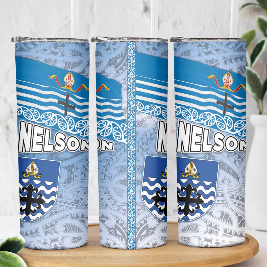 New Zealand Nelson Skinny Tumbler Nelson's Flag and Seal - Maori Art Tattoo LT03 - Polynesian Pride