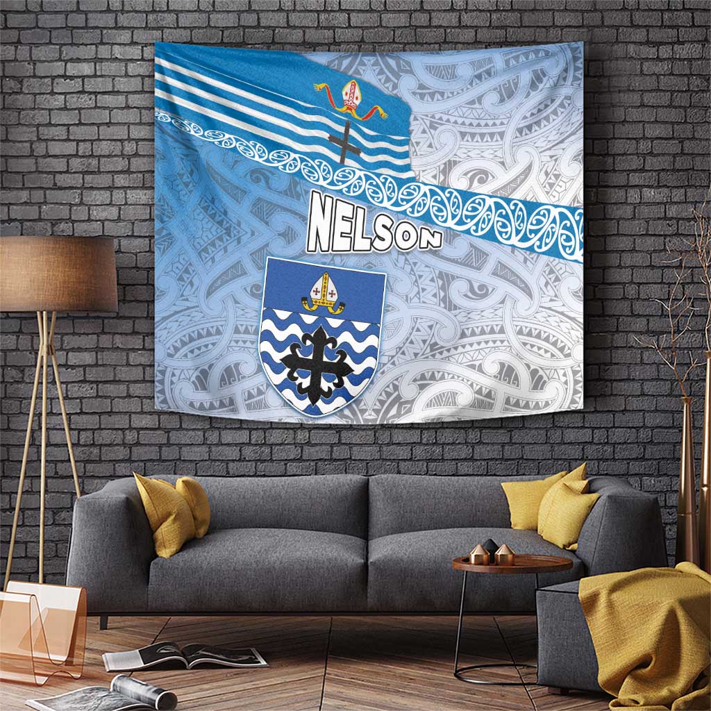 New Zealand Nelson Tapestry Nelson's Flag and Seal - Maori Art Tattoo LT03 White - Polynesian Pride