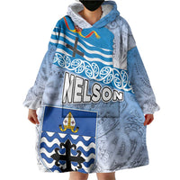 New Zealand Nelson Wearable Blanket Hoodie Nelson's Flag and Seal - Maori Art Tattoo LT03 - Polynesian Pride