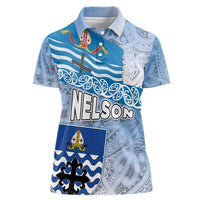 New Zealand Nelson Women Polo Shirt Nelson's Flag and Seal - Maori Art Tattoo LT03 Female White - Polynesian Pride
