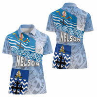 New Zealand Nelson Women Polo Shirt Nelson's Flag and Seal - Maori Art Tattoo LT03 - Polynesian Pride