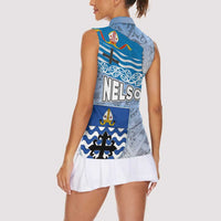 New Zealand Nelson Women Sleeveless Polo Shirt Nelson's Flag and Seal - Maori Art Tattoo LT03 - Polynesian Pride