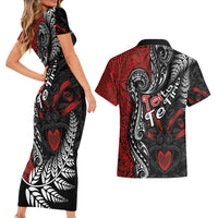 Aotearoa Toitu Te Tiriti Couples Matching Short Sleeve Bodycon Dress and Hawaiian Shirt New Zealand Honour the Treaty - Te Tiriti Is Us LT03 - Polynesian Pride