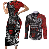 Aotearoa Toitu Te Tiriti Couples Matching Short Sleeve Bodycon Dress and Long Sleeve Button Shirt New Zealand Honour the Treaty - Te Tiriti Is Us