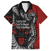Aotearoa Toitu Te Tiriti Family Matching Off The Shoulder Long Sleeve Dress and Hawaiian Shirt New Zealand Honour the Treaty - Te Tiriti Is Us LT03 Dad's Shirt - Short Sleeve Red - Polynesian Pride