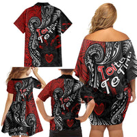 Aotearoa Toitu Te Tiriti Family Matching Off Shoulder Short Dress and Hawaiian Shirt New Zealand Honour the Treaty - Te Tiriti Is Us LT03 - Polynesian Pride