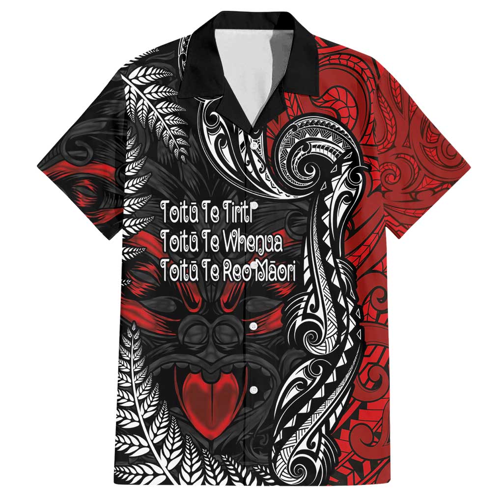 Aotearoa Toitu Te Tiriti Family Matching Off Shoulder Short Dress and Hawaiian Shirt New Zealand Honour the Treaty - Te Tiriti Is Us LT03 Dad's Shirt - Short Sleeve Red - Polynesian Pride