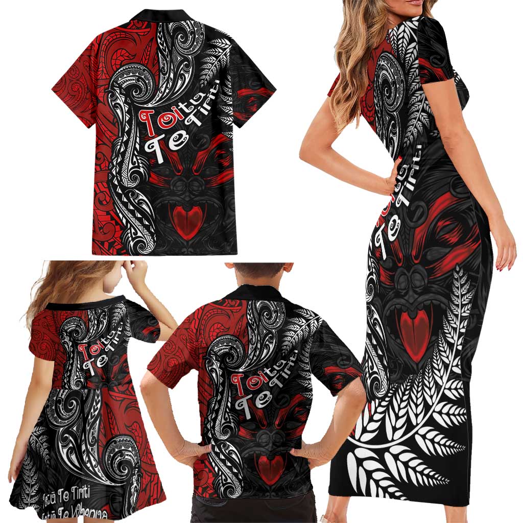 Aotearoa Toitu Te Tiriti Family Matching Short Sleeve Bodycon Dress and Hawaiian Shirt New Zealand Honour the Treaty - Te Tiriti Is Us LT03 - Polynesian Pride