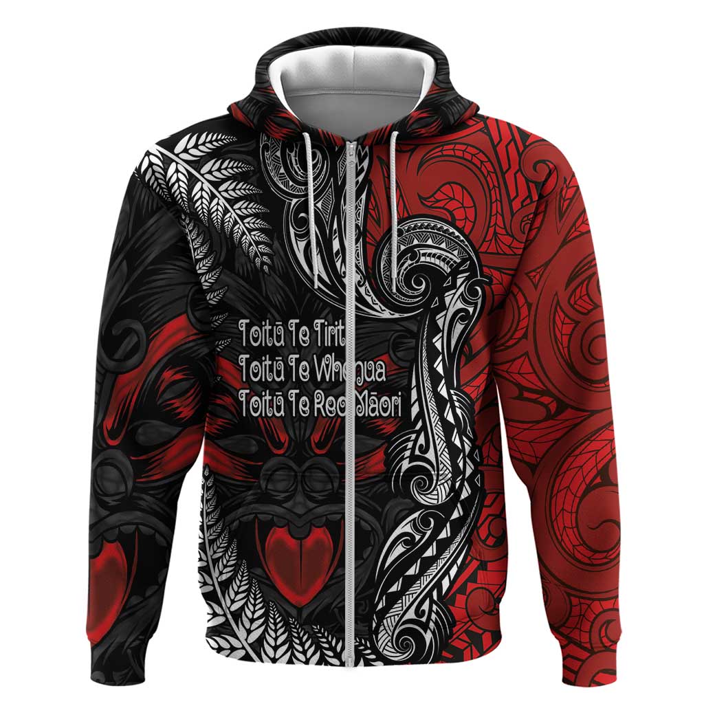Aotearoa Toitu Te Tiriti Hoodie New Zealand Honour the Treaty - Te Tiriti Is Us LT03 Zip Hoodie Red - Polynesian Pride