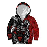 Aotearoa Toitu Te Tiriti Kid Hoodie New Zealand Honour the Treaty - Te Tiriti Is Us LT03 Zip Hoodie Red - Polynesian Pride