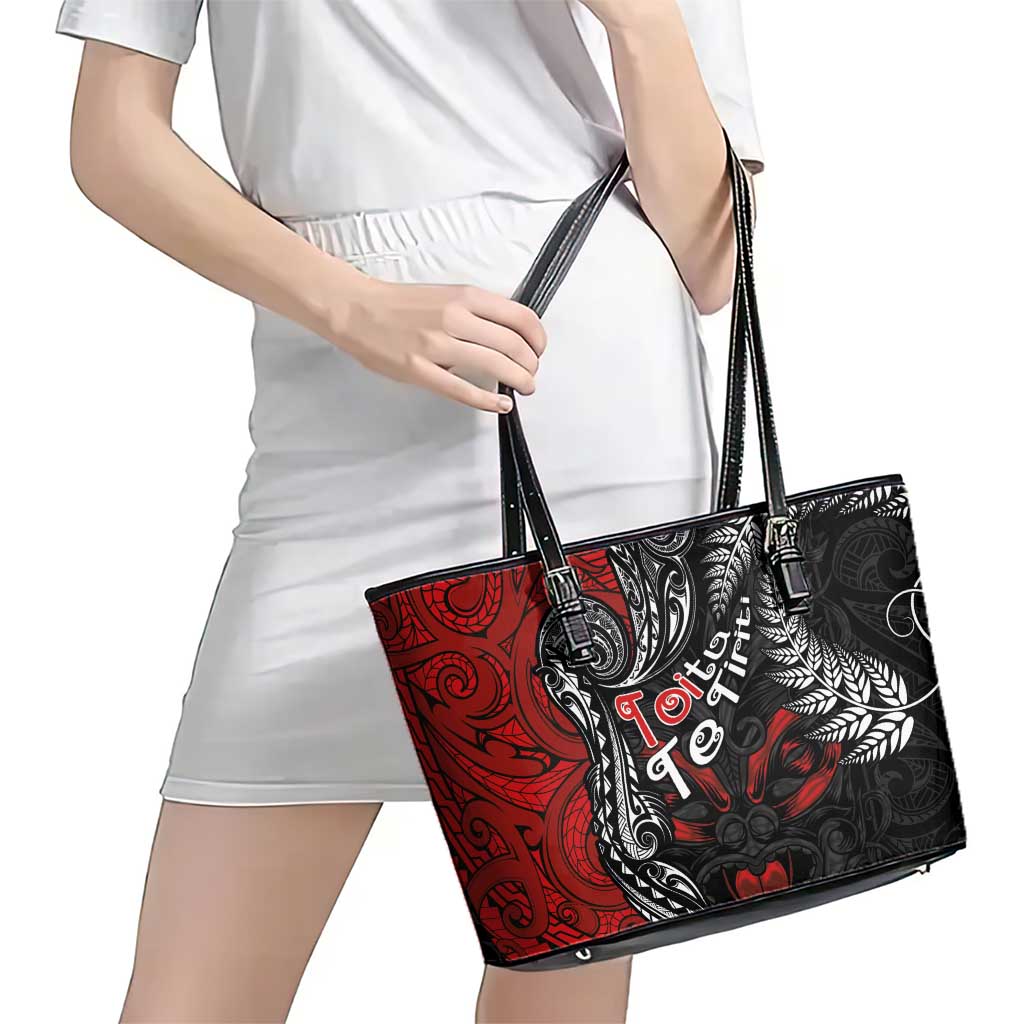 Aotearoa Toitu Te Tiriti Leather Tote Bag New Zealand Honour the Treaty - Te Tiriti Is Us LT03 - Polynesian Pride