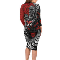 Aotearoa Toitu Te Tiriti Long Sleeve Bodycon Dress New Zealand Honour the Treaty - Te Tiriti Is Us LT03 - Polynesian Pride