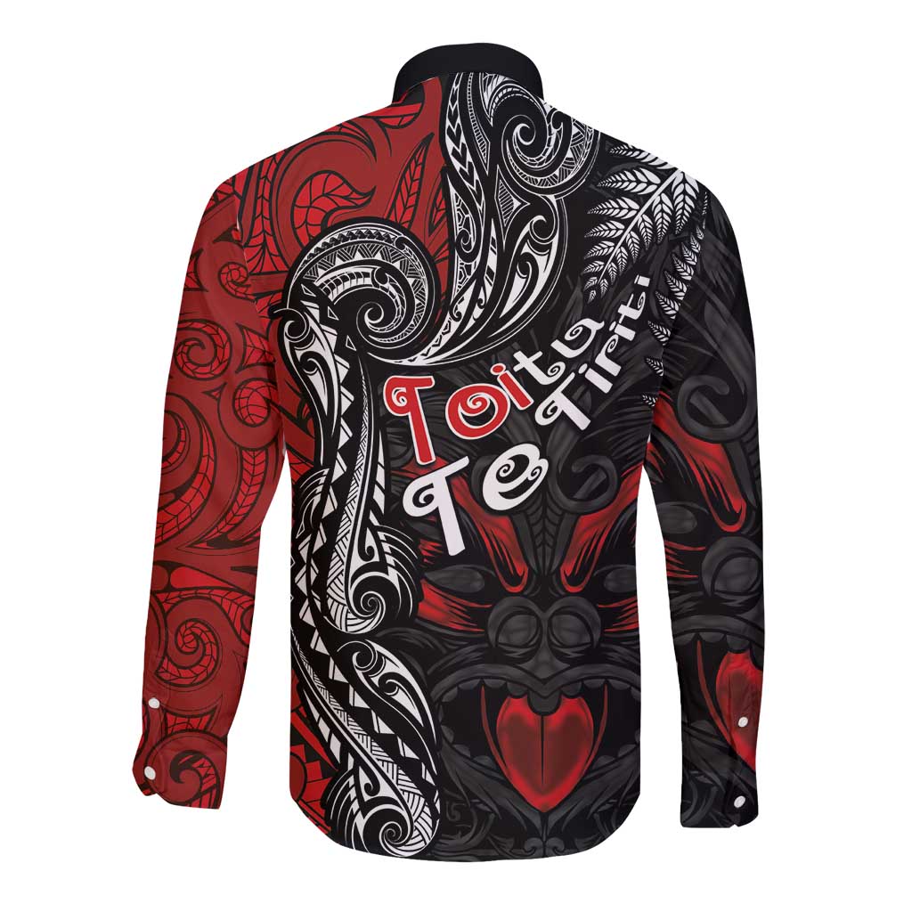 Aotearoa Toitu Te Tiriti Long Sleeve Button Shirt New Zealand Honour the Treaty - Te Tiriti Is Us LT03 - Polynesian Pride