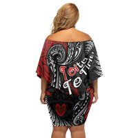 Aotearoa Toitu Te Tiriti Off Shoulder Short Dress New Zealand Honour the Treaty - Te Tiriti Is Us LT03 - Polynesian Pride
