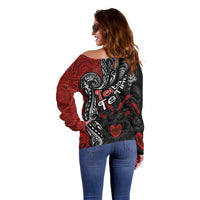 Aotearoa Toitu Te Tiriti Off Shoulder Sweater New Zealand Honour the Treaty - Te Tiriti Is Us LT03 - Polynesian Pride
