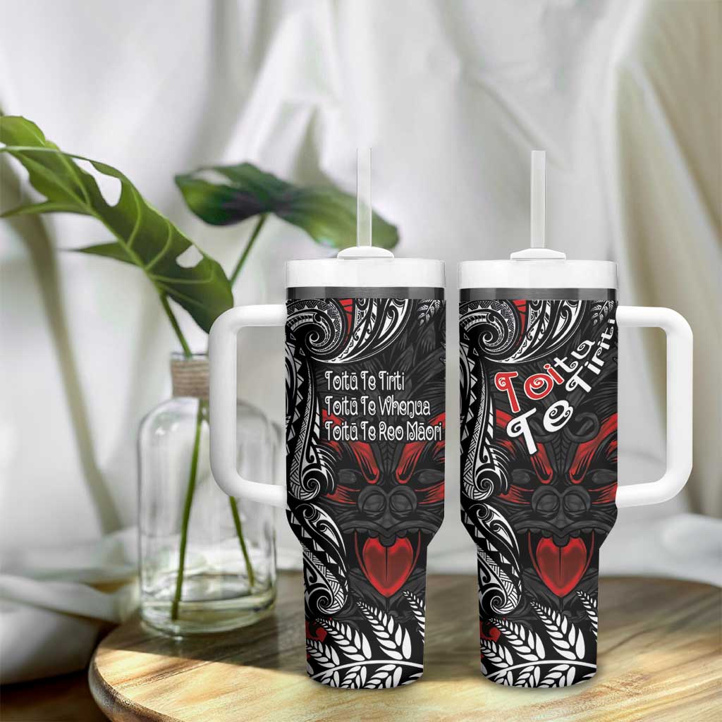 Aotearoa Toitu Te Tiriti Tumbler With Handle New Zealand Honour the Treaty - Te Tiriti Is Us LT03 - Polynesian Pride
