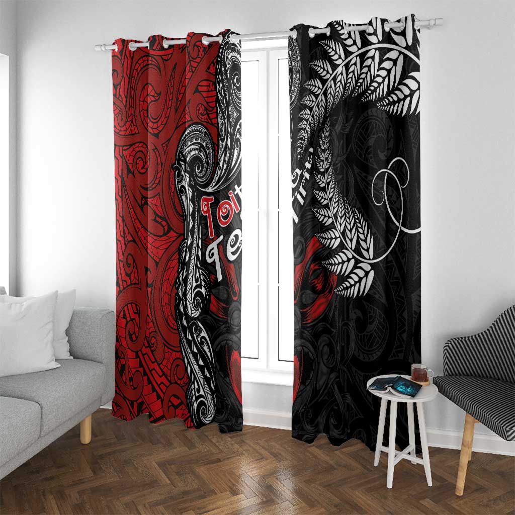 Aotearoa Toitu Te Tiriti Window Curtain New Zealand Honour the Treaty - Te Tiriti Is Us LT03 With Grommets Red - Polynesian Pride
