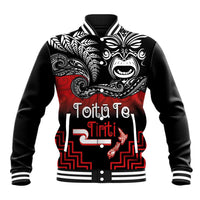 Aotearoa Toitu Te Tiriti Baseball Jacket New Zealand Honour the Treaty - Fight Together LT03 Unisex Red - Polynesian Pride