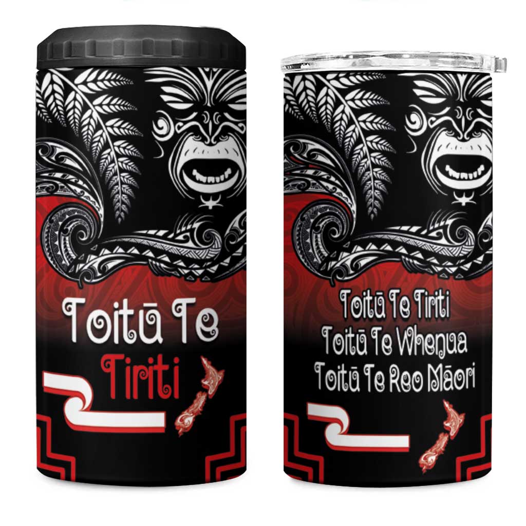 Aotearoa Toitu Te Tiriti 4 in 1 Can Cooler Tumbler New Zealand Honour the Treaty - Fight Together LT03 One Size: 16 oz Red - Polynesian Pride