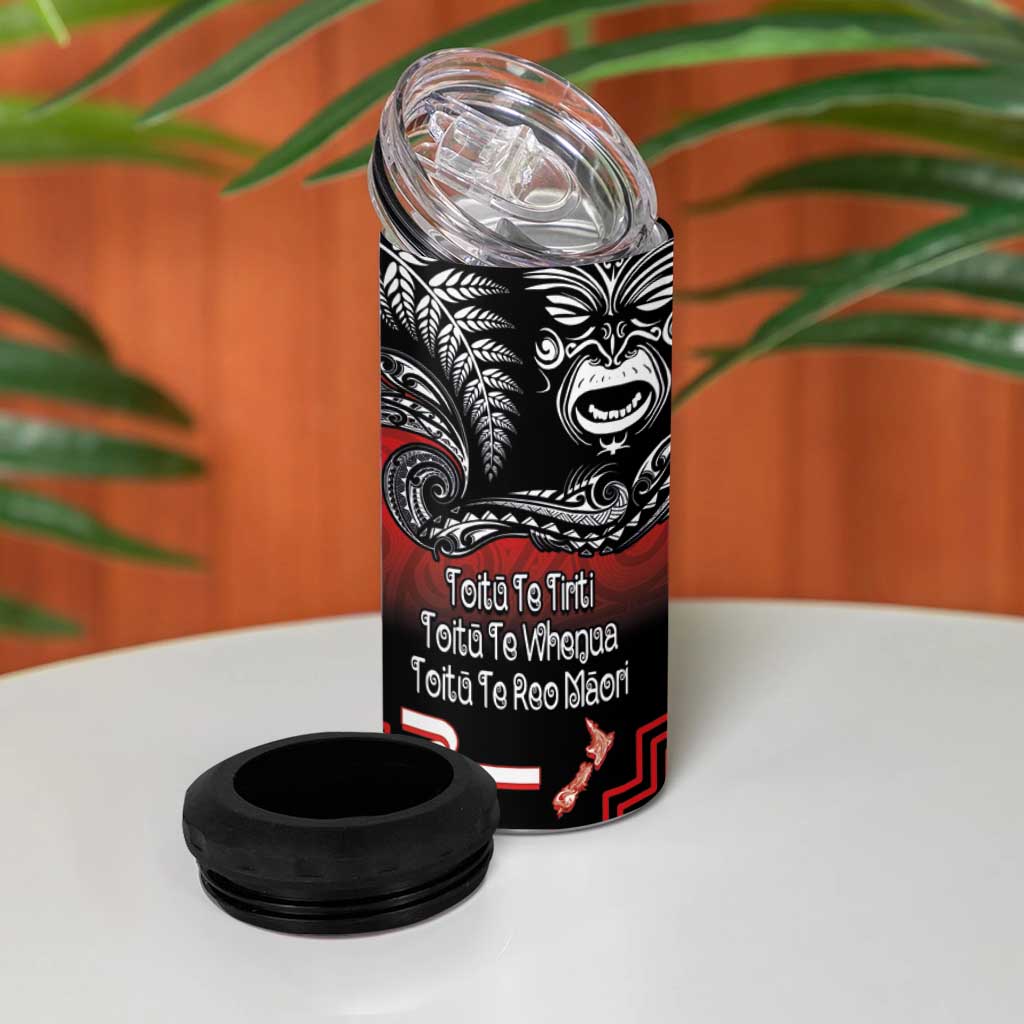 Aotearoa Toitu Te Tiriti 4 in 1 Can Cooler Tumbler New Zealand Honour the Treaty - Fight Together LT03 - Polynesian Pride