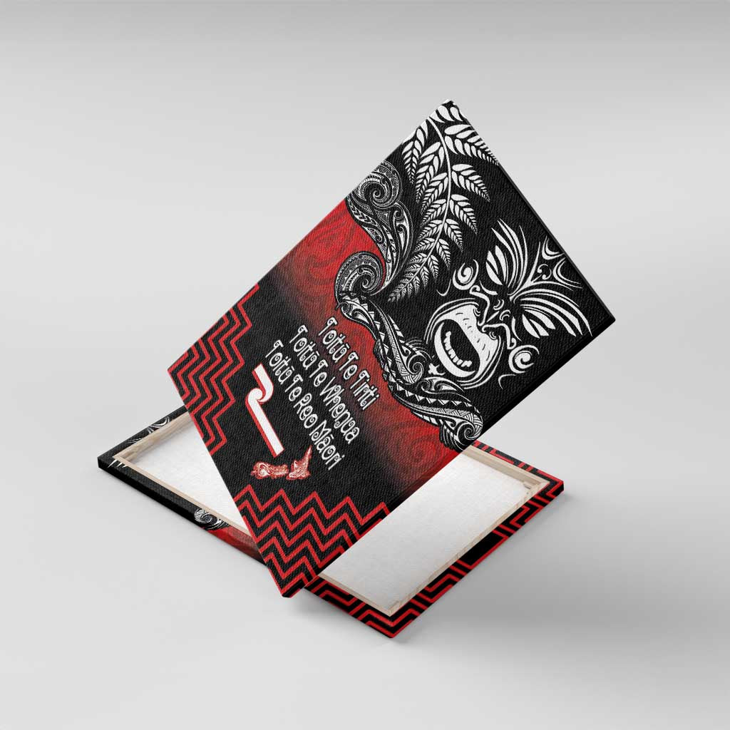 Aotearoa Toitu Te Tiriti Canvas Wall Art New Zealand Honour the Treaty - Fight Together LT03 With Frame Red - Polynesian Pride
