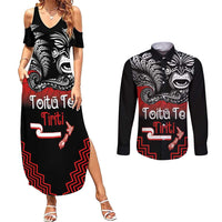Aotearoa Toitu Te Tiriti Couples Matching Summer Maxi Dress and Long Sleeve Button Shirt New Zealand Honour the Treaty - Fight Together