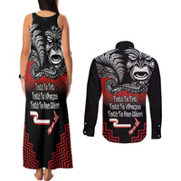 Aotearoa Toitu Te Tiriti Couples Matching Tank Maxi Dress and Long Sleeve Button Shirt New Zealand Honour the Treaty - Fight Together