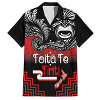 Aotearoa Toitu Te Tiriti Family Matching Short Sleeve Bodycon Dress and Hawaiian Shirt New Zealand Honour the Treaty - Fight Together LT03 Dad's Shirt - Short Sleeve Red - Polynesian Pride