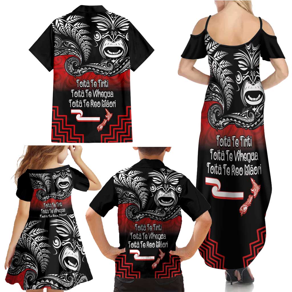 Aotearoa Toitu Te Tiriti Family Matching Summer Maxi Dress and Hawaiian Shirt New Zealand Honour the Treaty - Fight Together LT03 - Polynesian Pride
