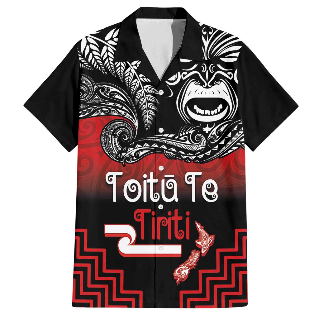 Aotearoa Toitu Te Tiriti Family Matching Tank Maxi Dress and Hawaiian Shirt New Zealand Honour the Treaty - Fight Together LT03 Dad's Shirt - Short Sleeve Red - Polynesian Pride