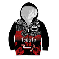 Aotearoa Toitu Te Tiriti Kid Hoodie New Zealand Honour the Treaty - Fight Together LT03 Zip Hoodie Red - Polynesian Pride
