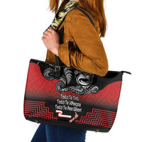 Aotearoa Toitu Te Tiriti Leather Tote Bag New Zealand Honour the Treaty - Fight Together LT03 Red - Polynesian Pride