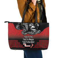 Aotearoa Toitu Te Tiriti Leather Tote Bag New Zealand Honour the Treaty - Fight Together LT03 - Polynesian Pride